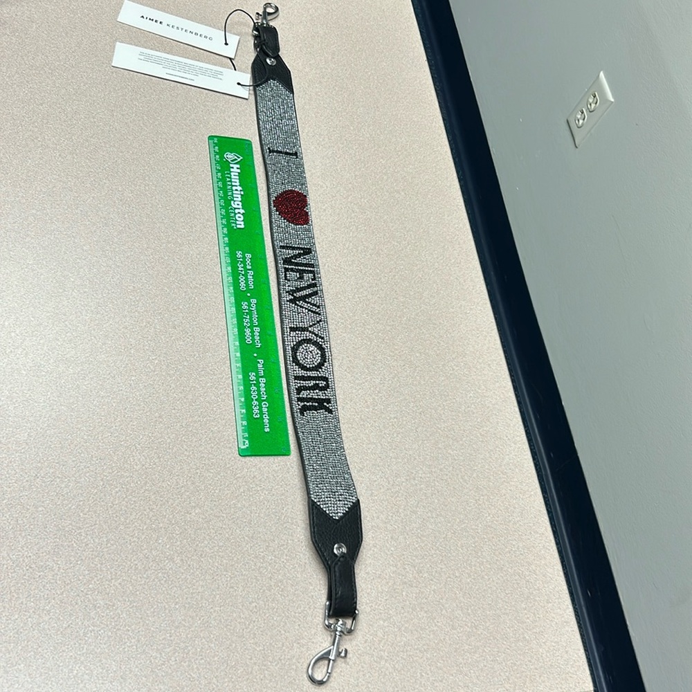 Aimee kestenberg I love NY crystal strap black/silver NWT